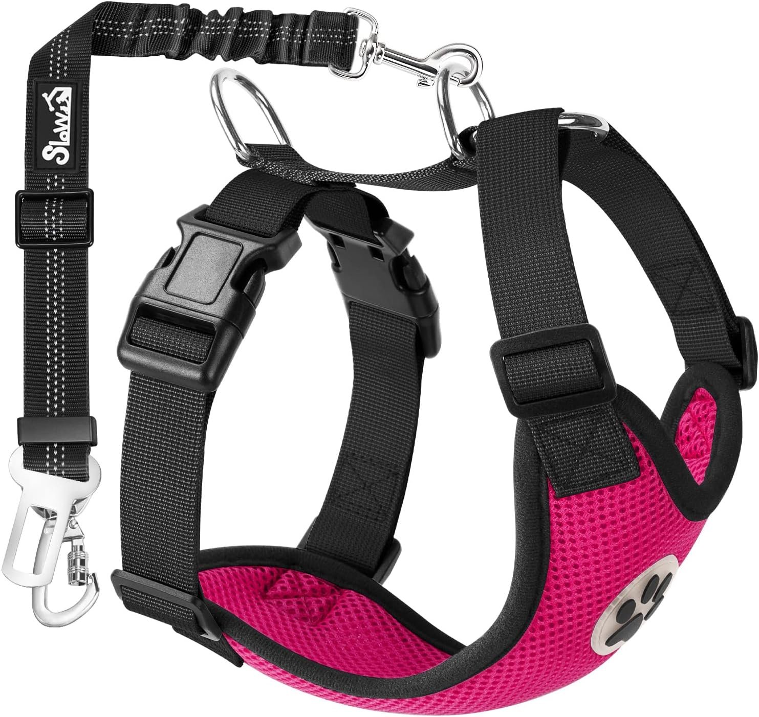 SlowTon Dog Seat Belt and Harness for Car, 2 in 1 Seatbelt Buckle, FU M SlowTon Dog Seat Belt and Harness for Car, 2 in 1 Seatbelt Buckle, FU M