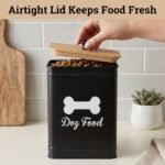 Metal Dog Food Container 5-7lb, 25 Cup w/ Airtight Bamboo Lid, Metal Handle - Image 4