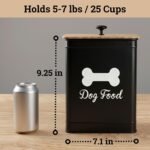 Metal Dog Food Container 5-7lb, 25 Cup w/ Airtight Bamboo Lid, Metal Handle - Image 6