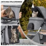 MoNiBloom Pet Stroller for Small/Medium Dogs and Cats up to 33 lbs, Gray - Image 5