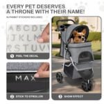 MoNiBloom Pet Stroller for Small/Medium Dogs and Cats up to 33 lbs, Gray - Image 6