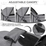 MoNiBloom Pet Stroller for Small/Medium Dogs and Cats up to 33 lbs, Gray - Image 7