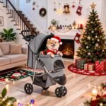 MoNiBloom Pet Stroller for Small/Medium Dogs and Cats up to 33 lbs, Gray - Image 9