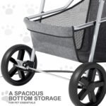 MoNiBloom Pet Stroller for Small/Medium Dogs and Cats up to 33 lbs, Gray - Image 12
