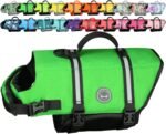 VIVAGLORY Dog Life Vest Rip Stop Dog Swim Vest, M, Bright Green