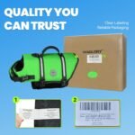 VIVAGLORY Dog Life Vest Rip Stop Dog Swim Vest, M, Bright Green - Image 7