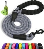 Taglory Rope Dog Leash for Medium Large Dogs, 6 FT Padded Handle, Grey