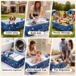 Foldable Dog Bathtub for Small to Medium Dogs & Cats Pool, Collapsible Pet Bath Tub for Shower/Kitchen Sink, Thickened Insulated Base, Portable & Space-Saving Puppy Wash Basin, Blue - Image 6
