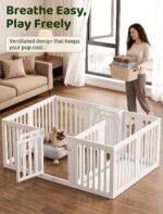 Rossny 12-Panel Indoor Dog Puppy Playpen with Divider, Potty + Play Zone - Image 3