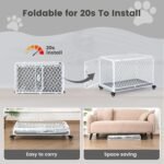 42 Inch Collapsible Dog Crate with Diamond Mesh, No-Tool Assembly Foldable Dog Kennel with 4 Lockable Wheels,Removable Tray,Portable Dog Cage for Medium/Large Dogs, Space-Saving, Indoor Outdoor Use - Image 3