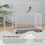 42 Inch Collapsible Dog Crate with Diamond Mesh, No-Tool Assembly Foldable Dog Kennel with 4 Lockable Wheels,Removable Tray,Portable Dog Cage for Medium/Large Dogs, Space-Saving, Indoor Outdoor Use - Image 6