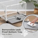 42 Inch Collapsible Dog Crate with Diamond Mesh, No-Tool Assembly Foldable Dog Kennel with 4 Lockable Wheels,Removable Tray,Portable Dog Cage for Medium/Large Dogs, Space-Saving, Indoor Outdoor Use - Image 7