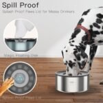 Feedoo 0.5 Gallon No Spill Water Bowl for Dogs, Double-Wall Stainless Steel with Splash-Proof Paws Lid and Floating Disk, Non-Slip Base, Easy to Clean Slow Water Feeder for Small Medium Dogs - Image 4