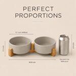 SPUNKYJUNKY Ceramic Dog and Cat Bowl with Wood Stand Non-Slip Matte Glaze Weighted Food Water Set for Cats &Small Dogs 13.5OZ - Image 4