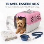Two-Door Pet Carrier, 24" Hard-Sided Plastic Travel Dog Kennel, Pink Small - Image 3