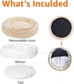Amazon Basics Washable Donut Pet Bolster Faux Fur Bed with Removable Cover, Anti-Slip Bottom for Dog, Beige, 23" x 23" - Image 4
