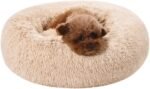 Amazon Basics Washable Donut Pet Bolster Faux Fur Bed with Removable Cover, Anti-Slip Bottom for Dog, Beige, 23" x 23" - Image 5