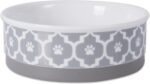 Bone Dry Paw Print Ceramic Pet Bowl, Lattice Collection, Medium Set, 6x2", Gray, 2 Count - Image 3