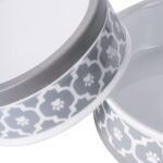 Bone Dry Paw Print Ceramic Pet Bowl, Lattice Collection, Medium Set, 6x2", Gray, 2 Count - Image 4