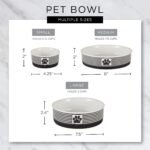 Bone Dry Paw Print Ceramic Pet Bowl, Lattice Collection, Medium Set, 6x2", Gray, 2 Count - Image 10