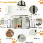 43.3" Dog Crate Furniture, Wooden Dog Kennel with 3 Drawers, Beige - Image 4