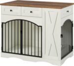 43.3" Dog Crate Furniture, Wooden Dog Kennel with 3 Drawers, Beige - Image 6