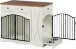 43.3" Dog Crate Furniture, Wooden Dog Kennel with 3 Drawers, Beige - Image 7