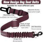 COOYOO Dog Seat Belt,3 Piece Set Retractable Dog Car Adjustable Seatbelts for Vehicle Nylon Pet Safety Heavy Duty & Elastic & Durable Car Harness for Dogs - Image 3