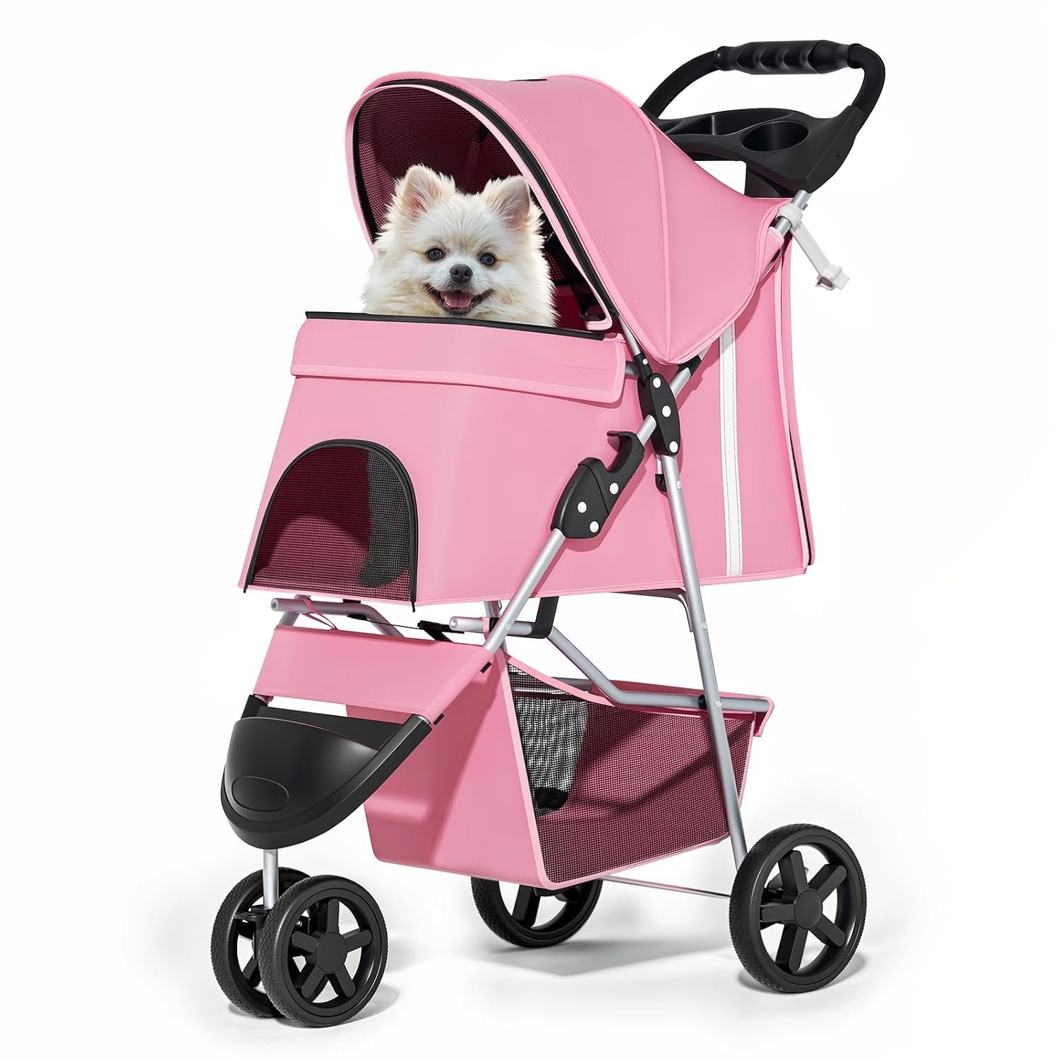 MoNiBloom Pet Stroller for Small/Medium Dogs and Cats up to 33 lbs, Pink MoNiBloom Pet Stroller for Small/Medium Dogs and Cats up to 33 lbs, Pink