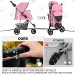MoNiBloom Pet Stroller for Small/Medium Dogs and Cats up to 33 lbs, Pink - Image 4