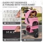 MoNiBloom Pet Stroller for Small/Medium Dogs and Cats up to 33 lbs, Pink - Image 6