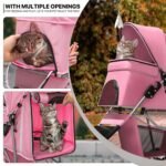 MoNiBloom Pet Stroller for Small/Medium Dogs and Cats up to 33 lbs, Pink - Image 10