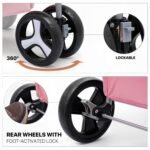 MoNiBloom Pet Stroller for Small/Medium Dogs and Cats up to 33 lbs, Pink - Image 11