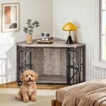 CHOEZON 44" Corner Dog Crate Furniture for Medium Dogs, Greige TGW03BG - Image 4