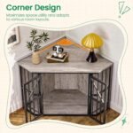 CHOEZON 44" Corner Dog Crate Furniture for Medium Dogs, Greige TGW03BG - Image 5