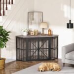 CHOEZON 44" Corner Dog Crate Furniture for Medium Dogs, Greige TGW03BG - Image 6