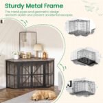 CHOEZON 44" Corner Dog Crate Furniture for Medium Dogs, Greige TGW03BG - Image 7