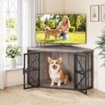 CHOEZON 44" Corner Dog Crate Furniture for Medium Dogs, Greige TGW03BG - Image 8