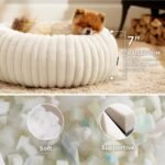 Bedsure Donut Large Dog Bed 23x23x7 inches with Waterproof Dog Blankets for Medium Dogs 25"x35", Cream - Image 3