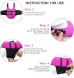 Ripstop Dog Life Jacket Shark Life Vest for Dogs, Safety Lifesaver with High Buoyancy and Lift Handle for Small and Medium Breeds（Rose Red XS） - Image 5