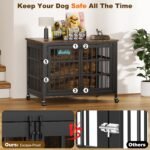 EasyCom 41 in Heavy Duty Dog Crate Furniture on Lockable Wheels (DC103) - Image 5