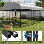 Dog Kennel Outdoor Enclosure with Roof, 10x10x7 FT Heavy Duty Outside Dog Run with Adjustable Rotating Bowls for Yard, Medium Large Dogs - Image 5