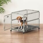 36 Inch Collapsible Dog Crate for Small Dogs, Foldable Metal Dog Kennel with Reinforced Diamond Wire Mesh, Escape Proof Foldable Dog Cage, Leak-Proof Removable Tray, Double Secure Door Latch - Image 8