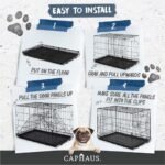 CAPHAUS Foldable Dog Crate Wire Metal Dog Kennel w/Leak-Proof Pan & Protecting Feet & Divider Panel, Single or Double Door, Small, Medium & Large Dog Crate Indoor Cage, 30” w/Single Door - Image 3