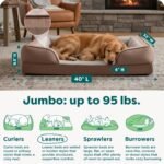 FurHaven Cooling Gel Dog Bed for Large Dogs, Perfect Comfort Sofa Bed, Cool Gel-Top Foam & Solid Orthopedic Foam Base for Joint Support, Removable Washable Cover, Jumbo XL, Plush & Velvet, Brownstone - Image 3
