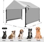 Outdoor Dog House for Large Dogs, XL Pet Tent Weatherproof, Grey - Image 4