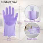 Silicone Pet Grooming Gloves Dog Washing Gloves for Bathing, 1 Pair Purple - Image 6