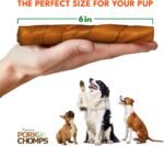 Pork Chomps Roasted Pork Skin Dog Chews, Long Lasting 6in Twists, 15 Count - Image 4