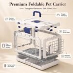 Hard Cat Carrier Foldable,Portable Dog Crate with Ventilation & Raised Separation Meshs Floor,Dog Travel Crate,Collapsible Dog Crate for Small Cats Dogs Tool-Free Assemblys (A-Grayish-White) - Image 3
