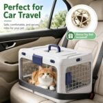Hard Cat Carrier Foldable,Portable Dog Crate with Ventilation & Raised Separation Meshs Floor,Dog Travel Crate,Collapsible Dog Crate for Small Cats Dogs Tool-Free Assemblys (A-Grayish-White) - Image 6